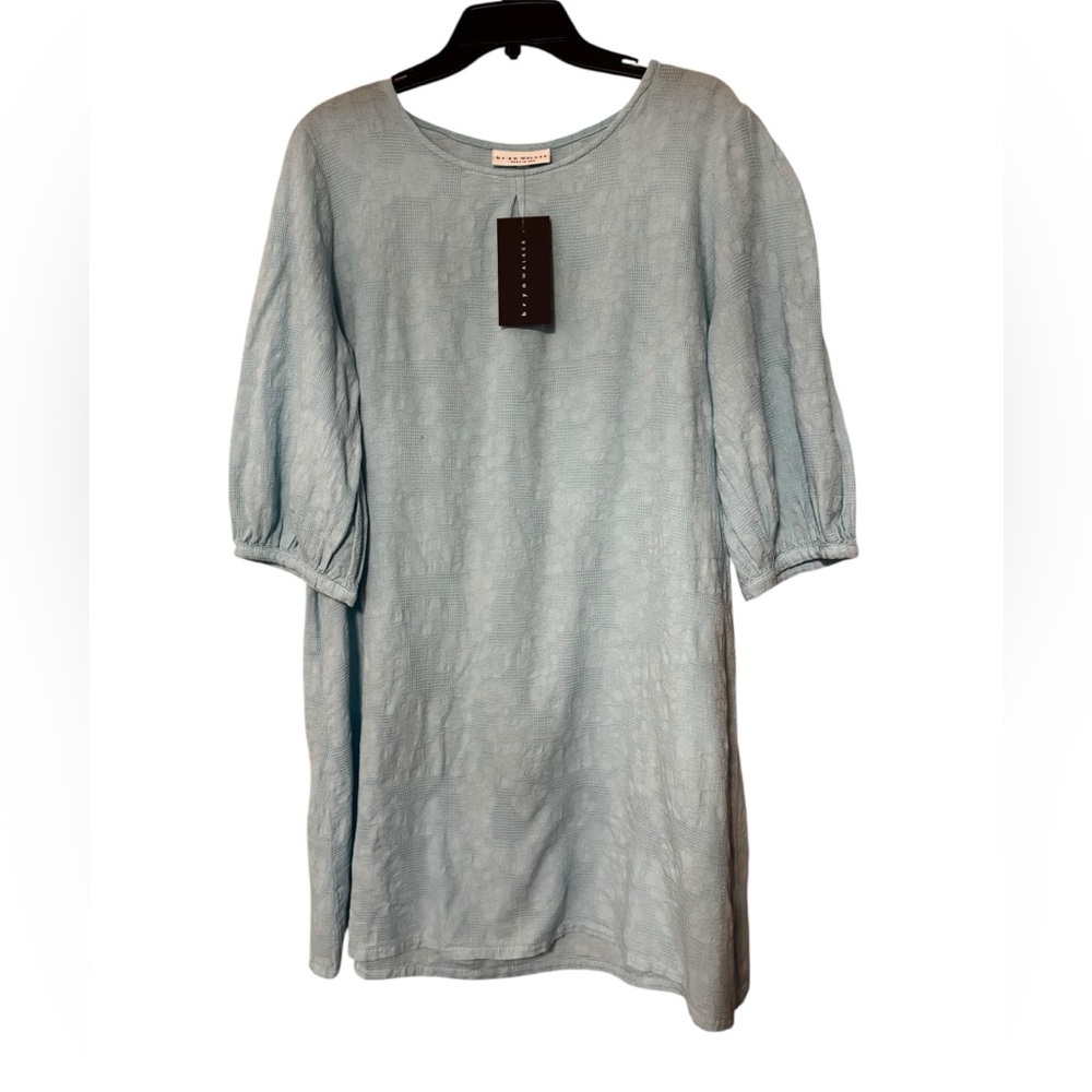Bryn walker floral embossed cotton tunic M oversized sky blue NEW